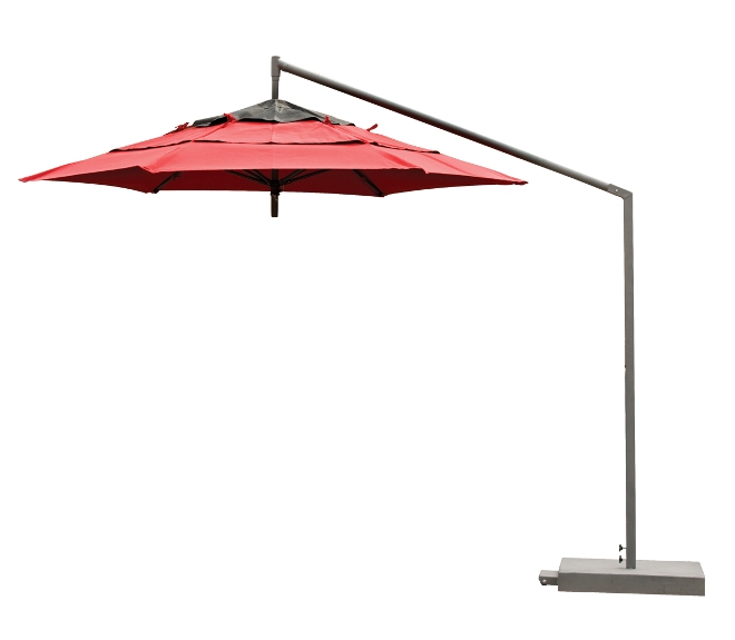 Model FL9CL 9' Hexagon Cantilever Umbrella w/Middle Vent-Acrylic Fabric w/Base